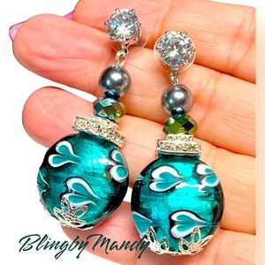 INDIA -Stunning glass earrings hand blown with gorgeous beads added